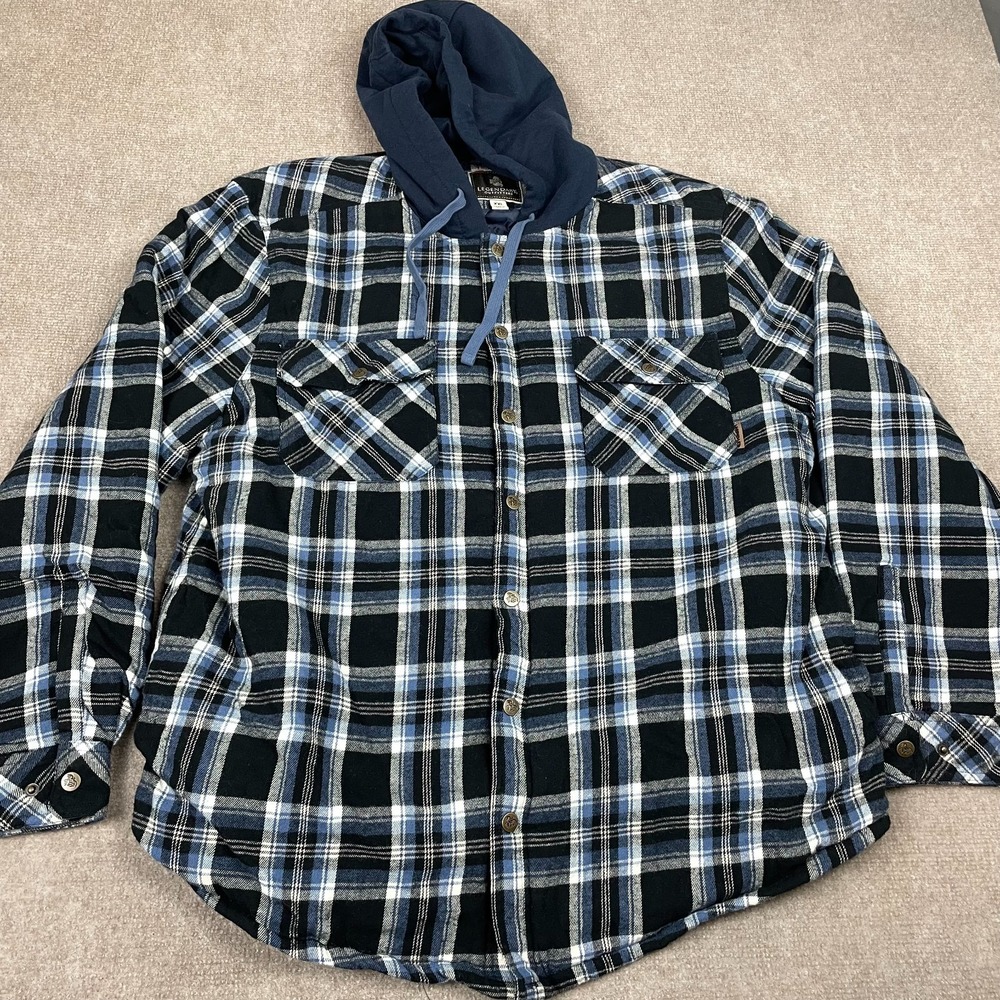 Legendary Outfitters Shacket Mens 2XL Black White Flannel Plaid Button Front